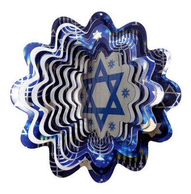 XL SS 3D Wind Spinner David Star Hanukkah Decor Heavy Stainless-Steel Crystal