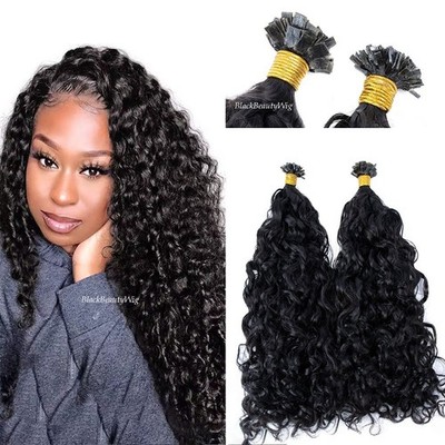 Loose Wave Flat Tip Human Hair Extension Pre Bonded Keratin Fusion Hair 100pcs