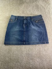 UNIONBAY Denim Mini Skirt Womens Size 9 Y2K Zip Pockets Blue Jean Skort Vintage