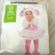 Little Lamb Girls Lamb Costume Complete Outfit 3-6 Months White/Pink Polyester