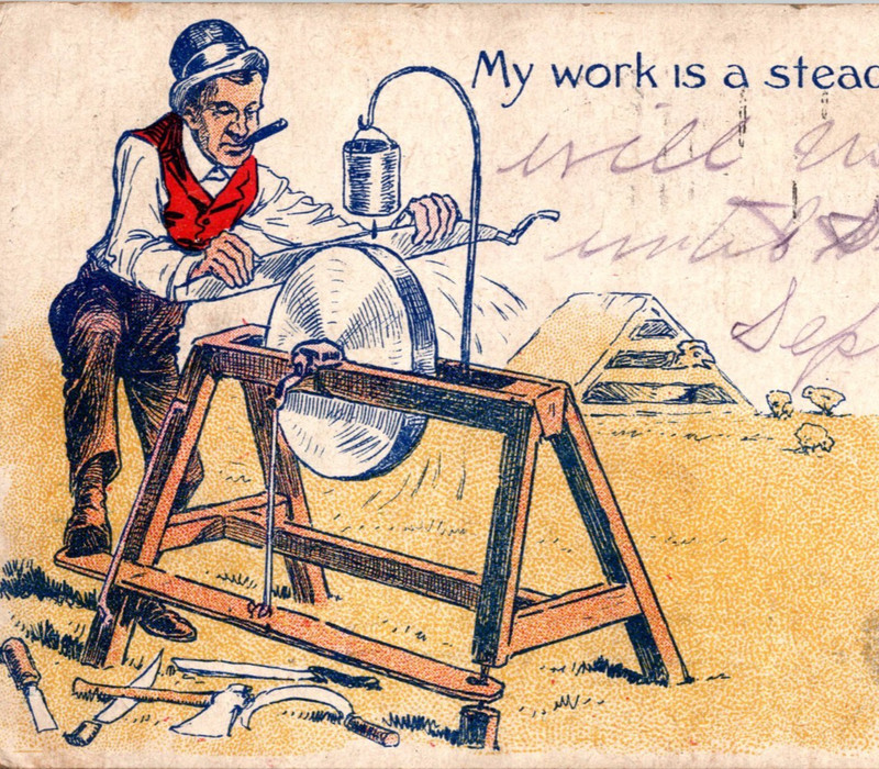 My Work is a Steady Grind Blade Sharpening Grindstone Chicken Coop Bowler Hat