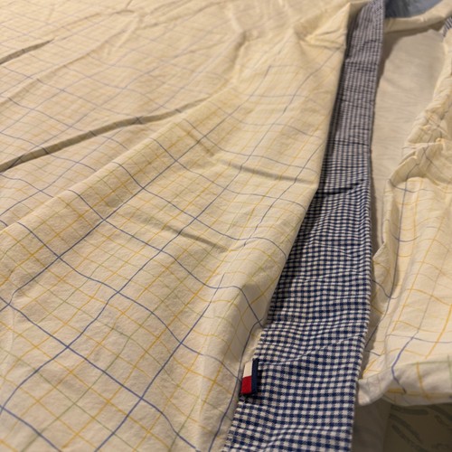 Tommy Hilfiger Sheet Set TwinXL Elizabeth Anne Yellow Plaid Blue Trim 100% Cott - Picture 5 of 12