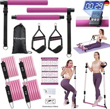 ALongSong Fitnessbänder Pilates Bar Set mit Widerstandsbänder 30-180lbs, T