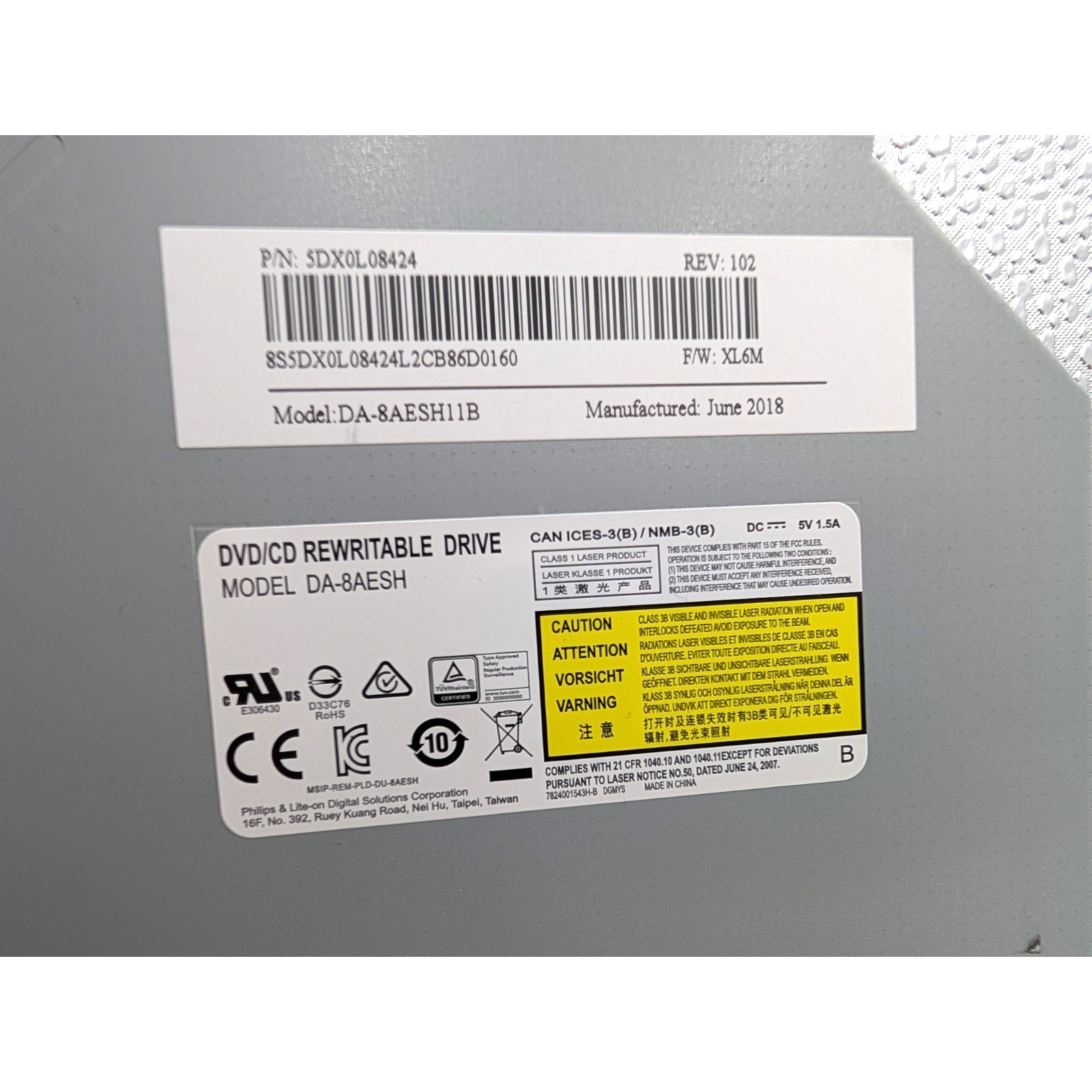 DVD/CD Rewritable Drive - DA-8AESH11B / Internal Laptop Drive - Model DA-8AESH