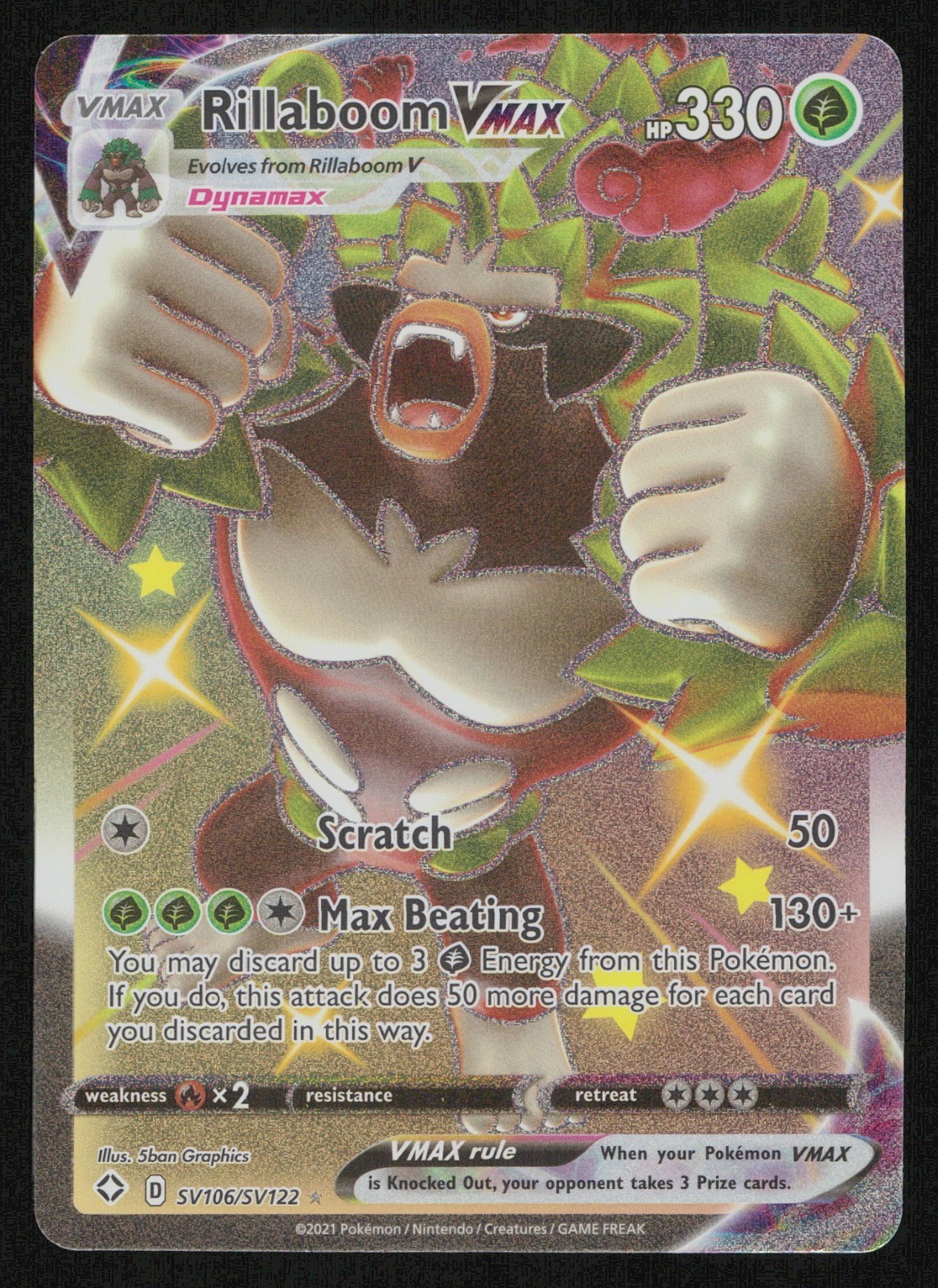 2020 Pokemon TCG Rillaboom VMAX 018/192 SWSH02: Rebel Clash Holo NM