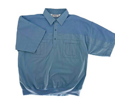 Vtg 80s Classics by Palmland Mens 3 Collar Banded Bottom Polo Shirt Sz L Blue