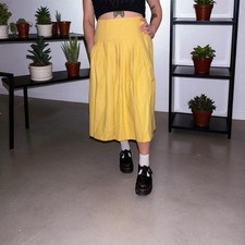 VTG MONDI WOOL SKIRT TRENDY 1970s MADE IN WEST GERMANY YELLOW WINTER SKIRT MIDI