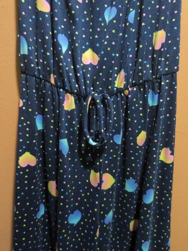 Heart & Arrow: Navy,Blue,Yellow,Pink Heart Design, SS Romper, Draw Waist, Size 4 - Picture 2 of 4