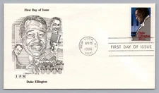 FDC Duke Ellington - Jazz Pianist Composer T. Palmer Sketch 1986 First Day Cover
