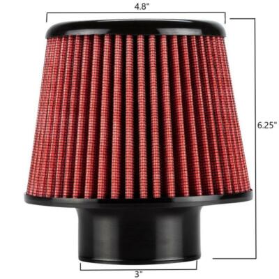 UNIVERSAL CLAMP ON PERFORMANCE OPEN AIR FILTER 3'' INLET x 6.25'' - DC SPORTS