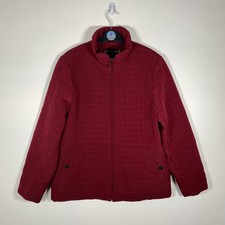 Portrait Womans Quilted Jacket High Neck Coat Burgundy Winter Insulated - Size L