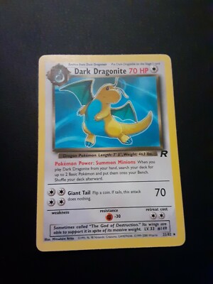 2000 Pokemon Team Rocket 1st Edition Dark Dragonite Rare card 22/82