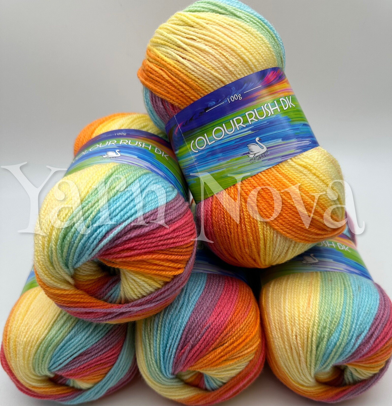 Cygnet Colour Rush DK Knitting Crochet Yarn Wool - 5x100g Balls - 650 Calypso