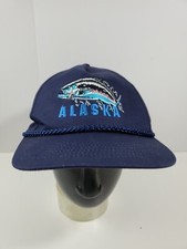 Vintage Alaska Salmon Hat Embroidered Headliners Navy Blue