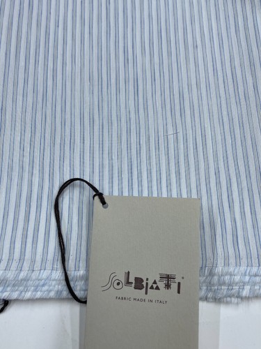 SOLBIATI FRESCOLINO Linen Cotton Fabric Navy Striped Shirting Loro Piana 2.0 m - Picture 3 of 15