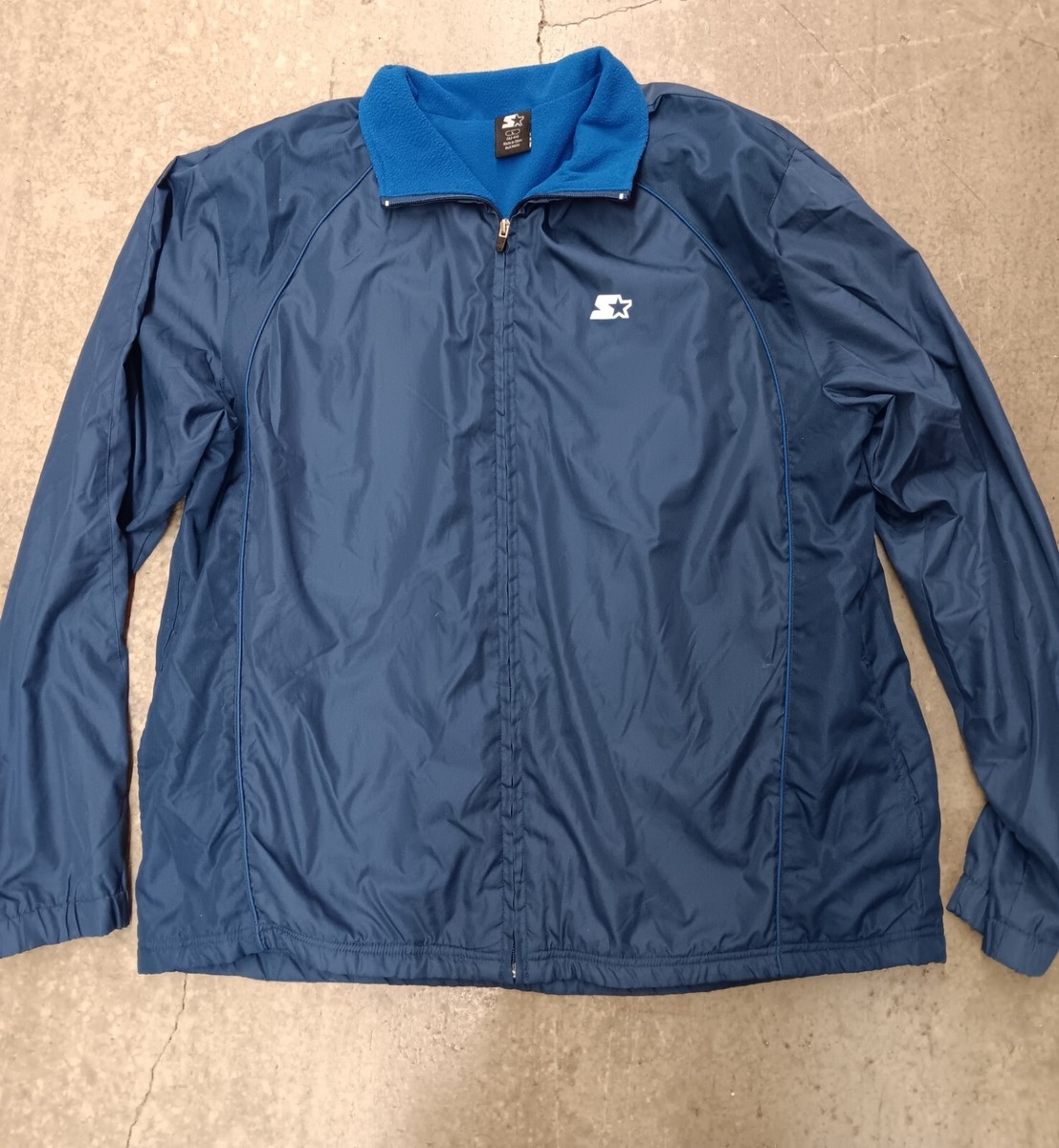 ジャケット・アウター soe Deep breasted Jacket for First Man 90's Starter Blue Zip-Up Jacket Size:l Large Windbreaker RN 70892