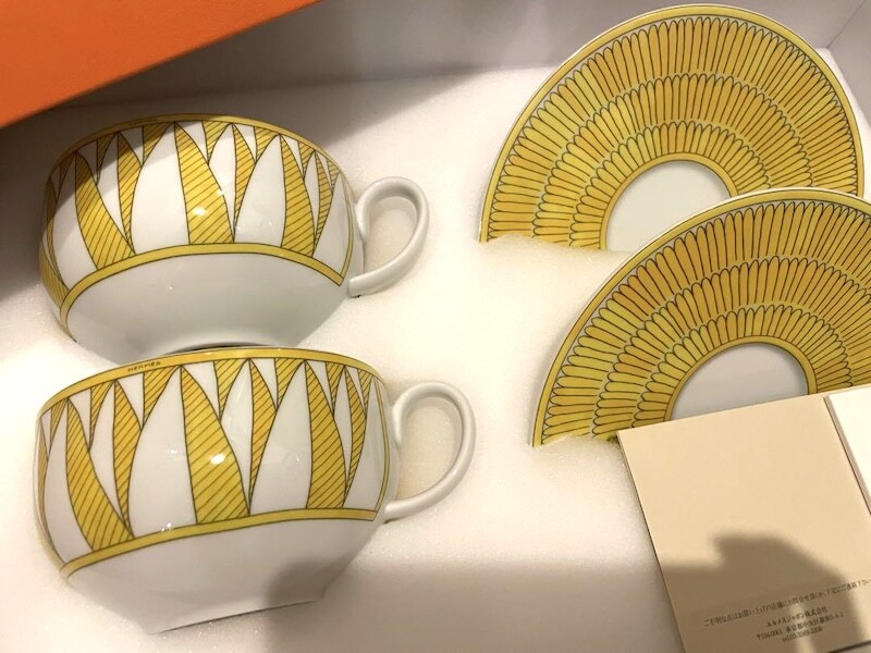 Hermes Morning Soup Cup Saucer Soleil d'Hermes Yellow Tableware 2