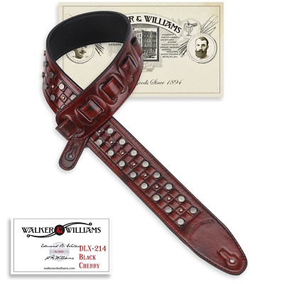 Walker & Williams DLX-214 Bourbon Red Padded Leather with Metal Studs
