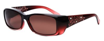 Foster Grant Damen 59mm Fitover Sonnenbrille Schwarz Rosa Blumen Kristall & Rot