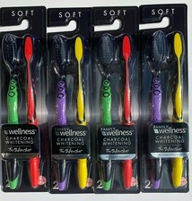 Family Wellness Soft Charcoal Whitening Toothbrush 2 count each Lot of 4
