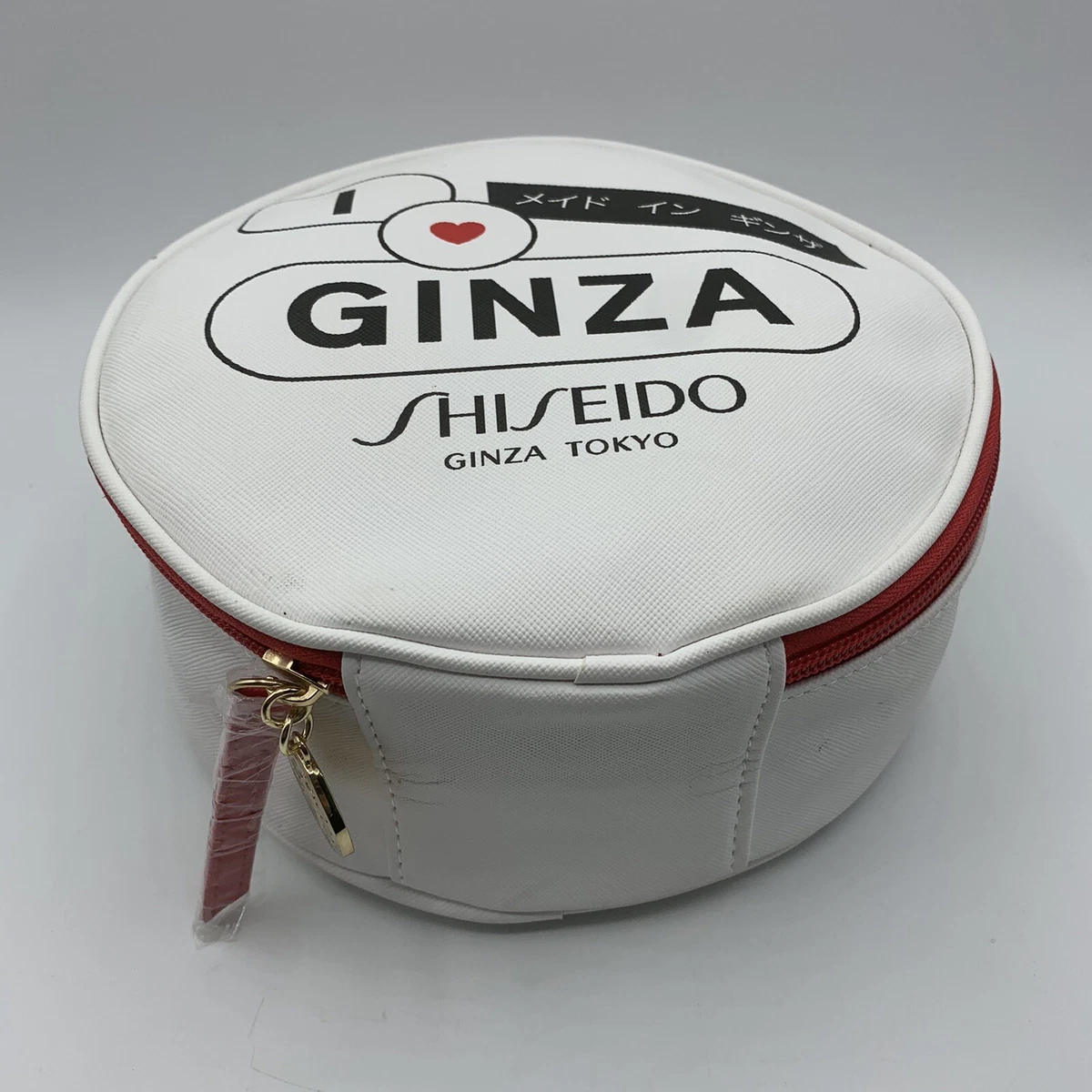 New Shiseido Cosmetics Makeup Bag I Love Ginza Tokyo Japan White Red