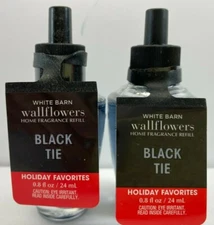 LOT 2 Bath & Body Works White Barn Wallflower Fragrance Refill Bulb BLACK TIE