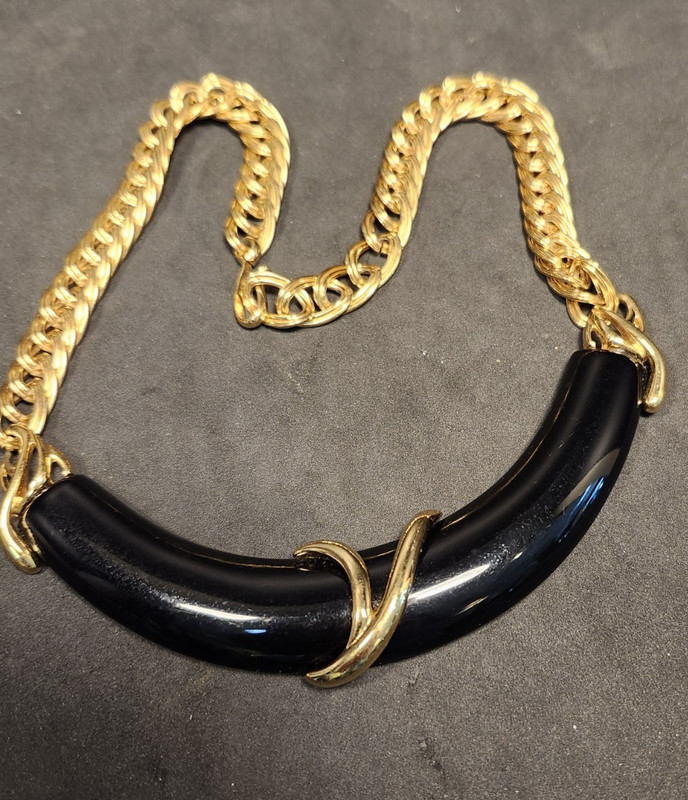 Monet Vintage 1980's Retro Black Gold Choker