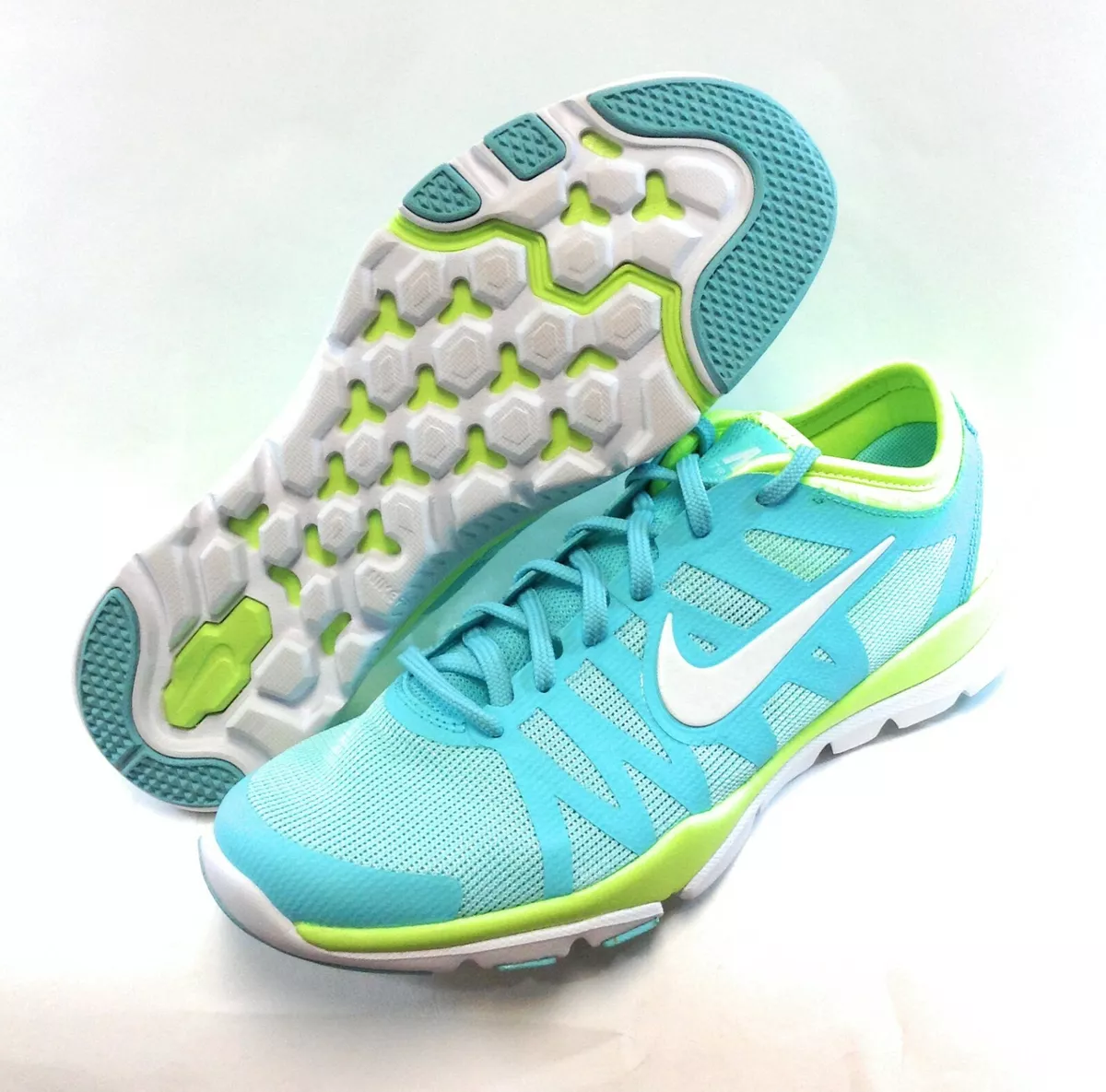 Womens Nike Flex Trainer 5 724858 300 Teal Lime Green 2015 DS Sneakers Shoes
