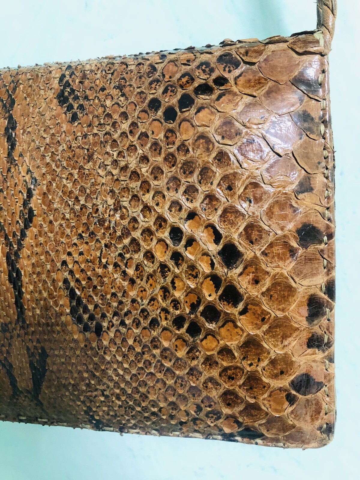 Stylish Vintage Python Snake Leather Shoulder Clu… - image 4