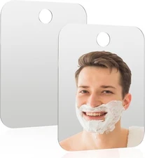 2Pcs Shower Mirror Fogless for Shaving, Small 6.7 × 5.1 inch Fogless Mirror for