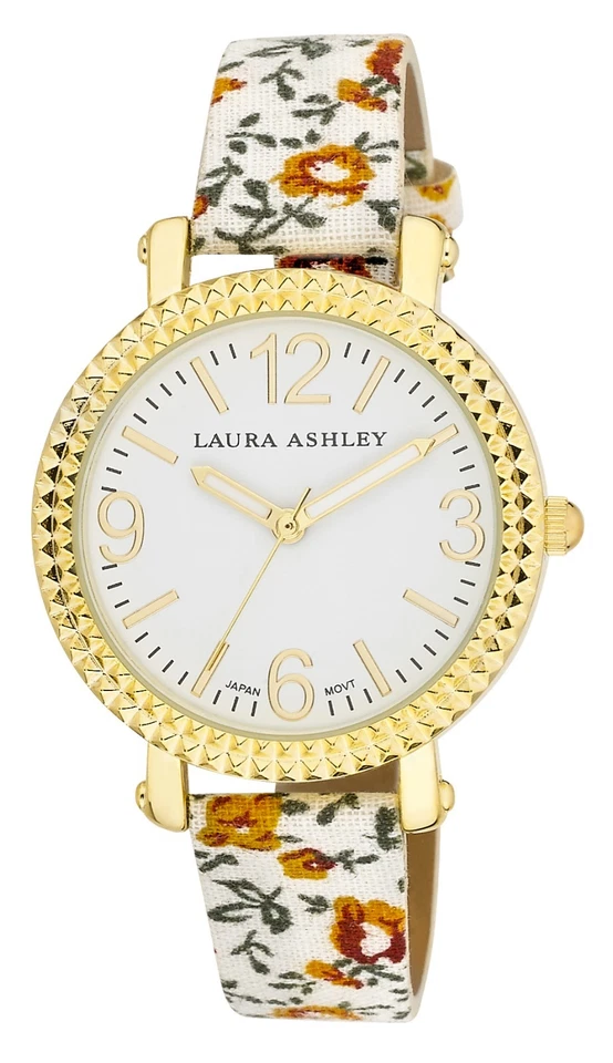 Reloj Laura Ashley Mujer Banda Floral Bisel Acanalado Viene en Caja de Regalo Foto 2 de 3