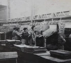 Antique PHOTO in a factory (during the war 39-45?) - (print on postcard)