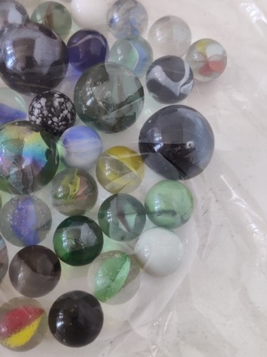 2 Pounds, 1kg Of Glass Marbles Multiple Types And Sizes Vintage 70's 80's 90's - Bild 7 von 7