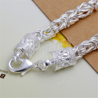 18K White Gold Filled Tarnish-Resistant 6mm Wide Chain Link Tassel Bracelet R921