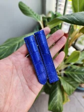 Size 20/18mm Blue Genuine Leather Skin Watch Strap Band For Deployant Clasg