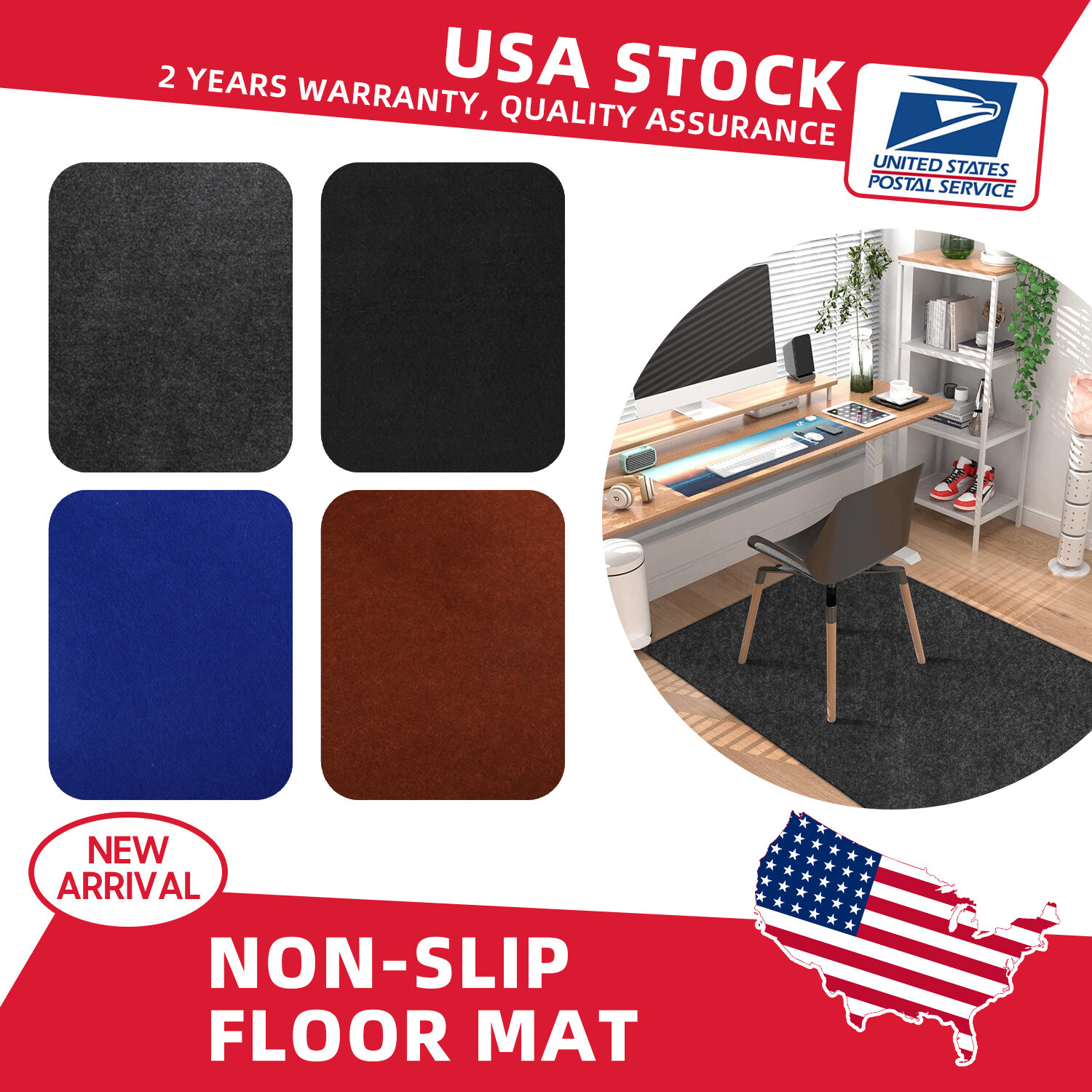 Computer Chair Mat Non-slip Floor Carpet Protector for Home Office Anti-slip