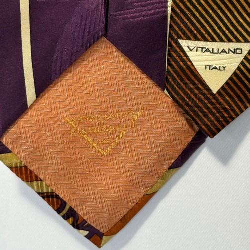 Vitaliano Italy Silk Tie Abstract Patterned Necktie Elegant Menswear - Picture 6 of 7