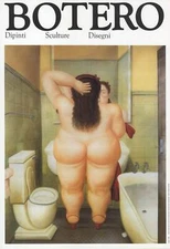 FERNANDO BOTERO The Bath 19.5" x 13.5" Poster 1991 Contemporary Brown, White, Ye