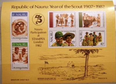 NAURU 1982 Block 5 S/S 249a Scouting Year Boy Scouts Pfadfinder 75th Ann MNH