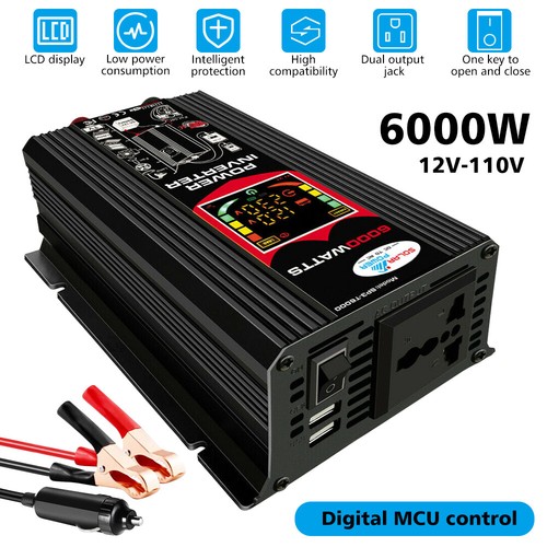 Car Power Inverter 4000W 6000W DC 12V to AC 110V Pure Sine Wave Solar Converter - Picture 14 of 66