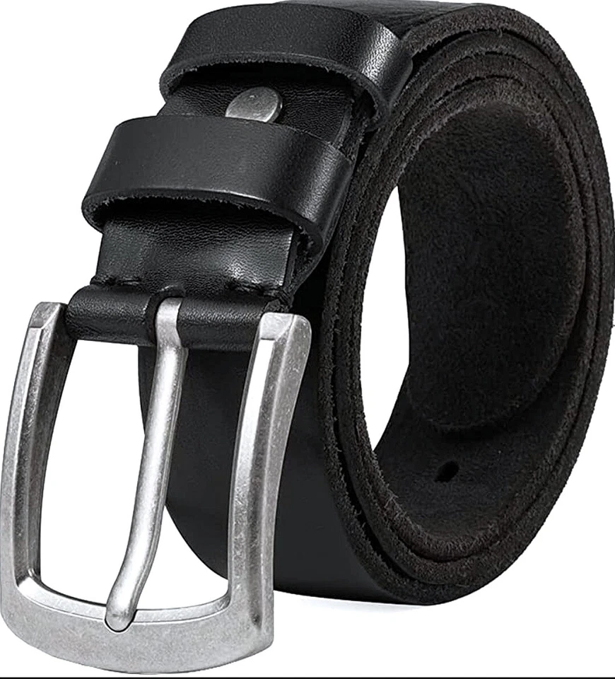 ✅Vollrindleder Büffel 4 cm Breit Herren Schwarz Braun Gürtel Belt Schnalle XXL - Bild 2 von 4