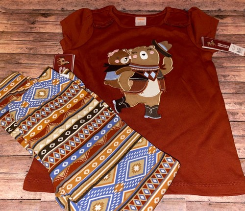 NWT Gymboree Montana mountain bear tee & leggings outfit set sz 6 top shirt pant