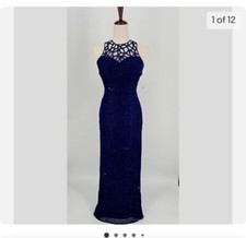 NWT Vintage 90s Beaded Scala Romy Ball Gown-Intricate Art Deco Medium 7/8.