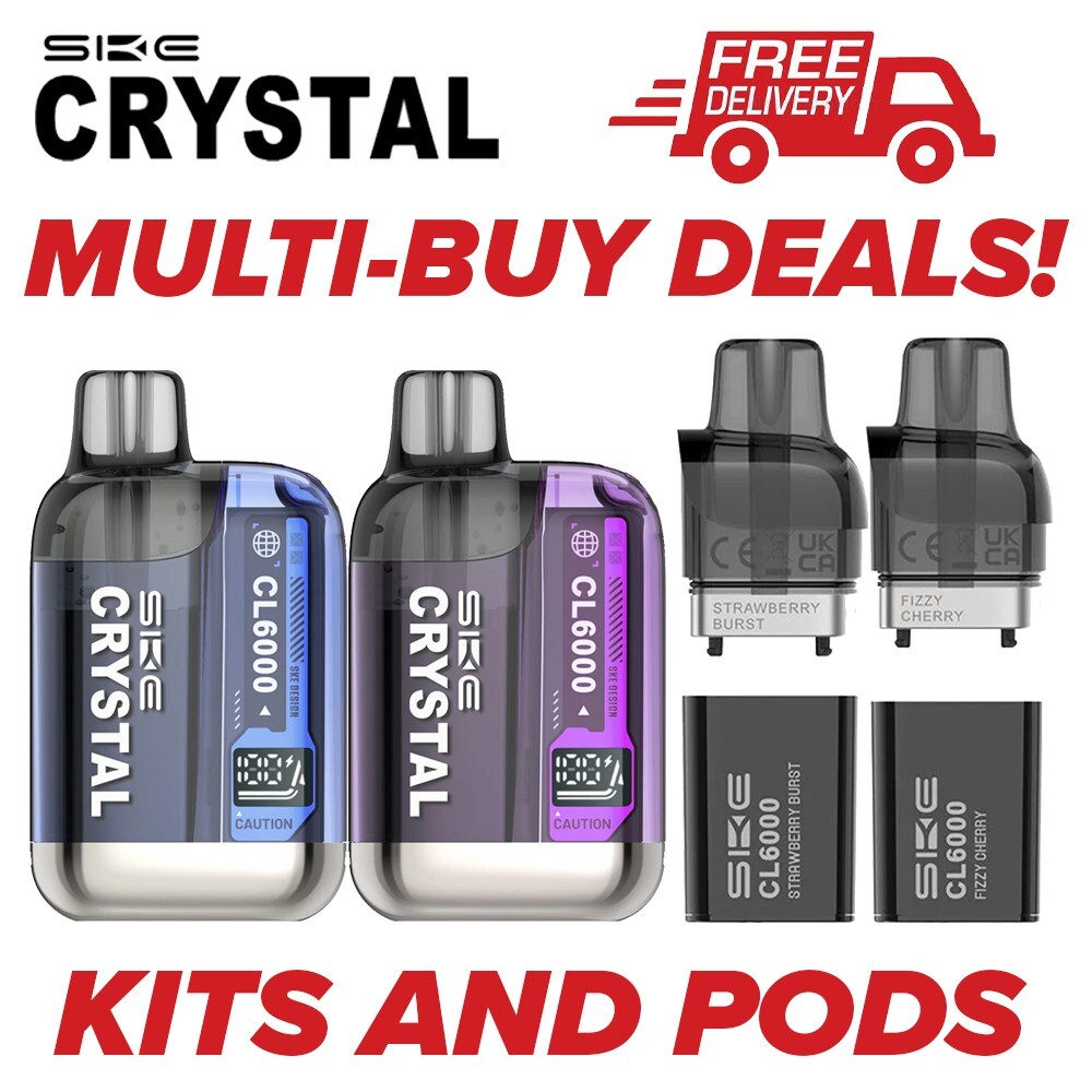 SKE Crystal CL6000 Big Puff Vape & Replacement Pods | 20mg Rechargeable |  E-Cig