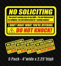 5x No Soliciting sticker window office store label decal business no knocking