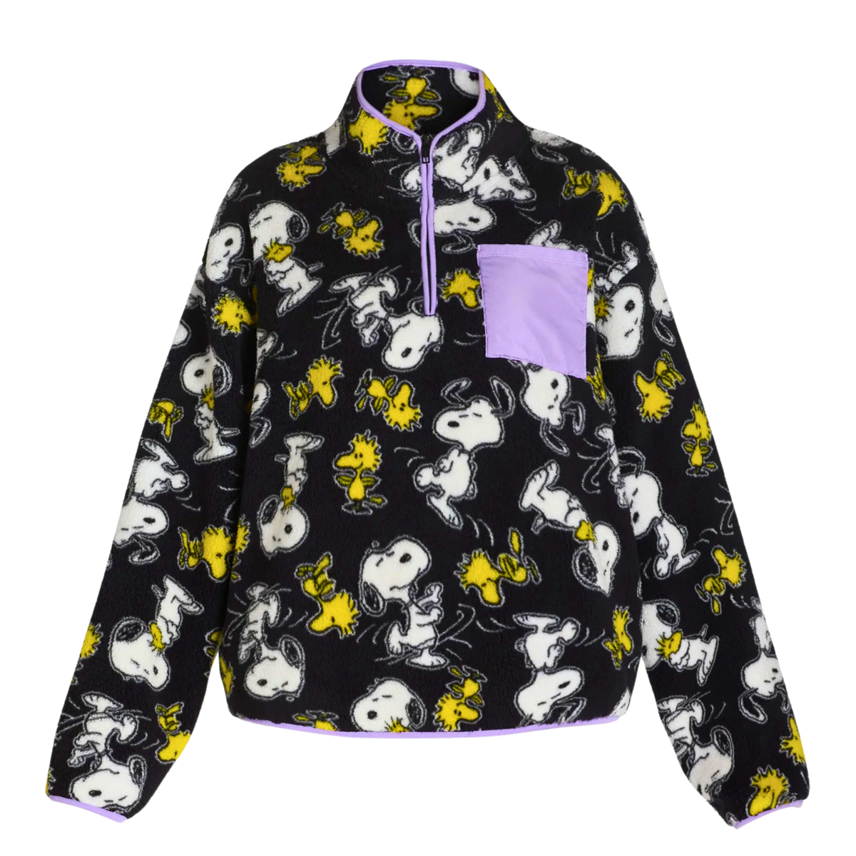 SNOOPY ブルゾン Peanuts Snoopy Sherpa Sweatshirt Jacket Winter Pullover Quarter