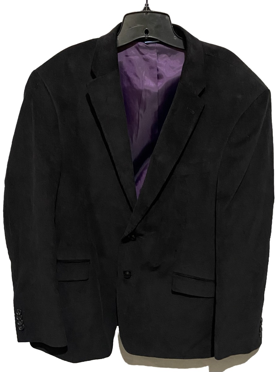 Tommy Hilfiger Mens Black Corduroy Two Button Sport Coat Blazer Jacket Size  44R - Main Image