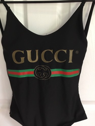 Gucci black front logo & print One Piece Swimsuit - SIZE SMALL - Picture 3 of 8