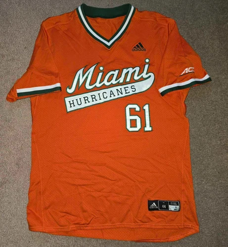 Miami Hurricanes Baseball Game Worn Used adidas Jersey Sz 44 ACC