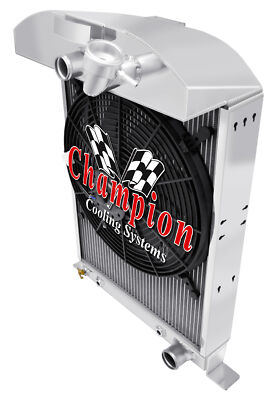 AAR Champion 3 Row Radiator Chevy Config,16'' Fan for 1933 1934 Ford Cars V8 Conv